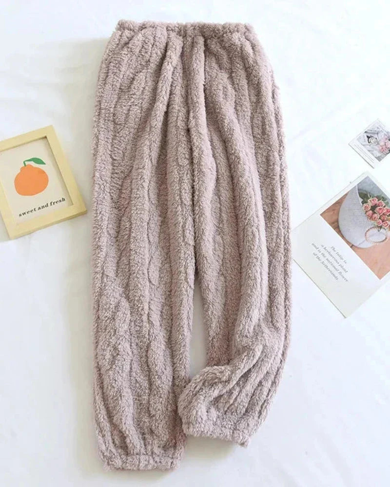Pantalons doux et pelucheux à jambes longues