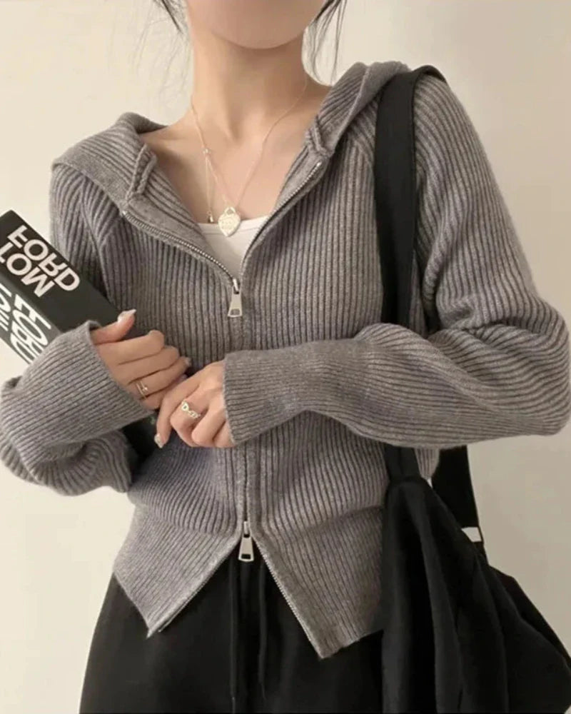 Sweat à capuche zippé en ribbed