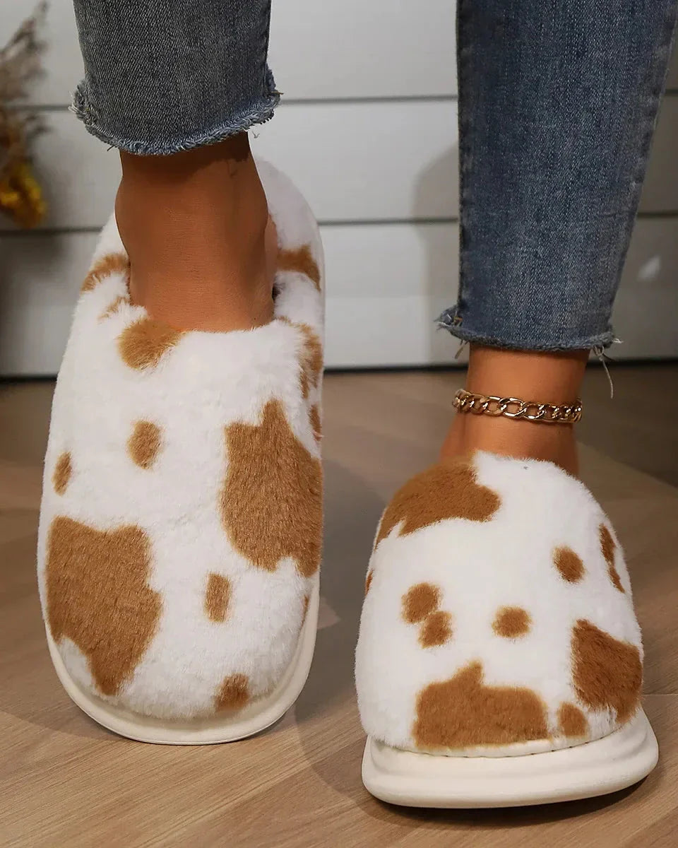 Chaussons moelleux à motifs de vache