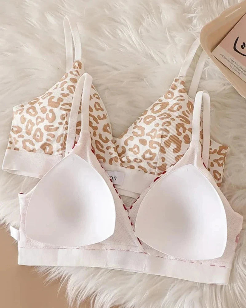 Ensemble de lingerie confortable à motif léopard