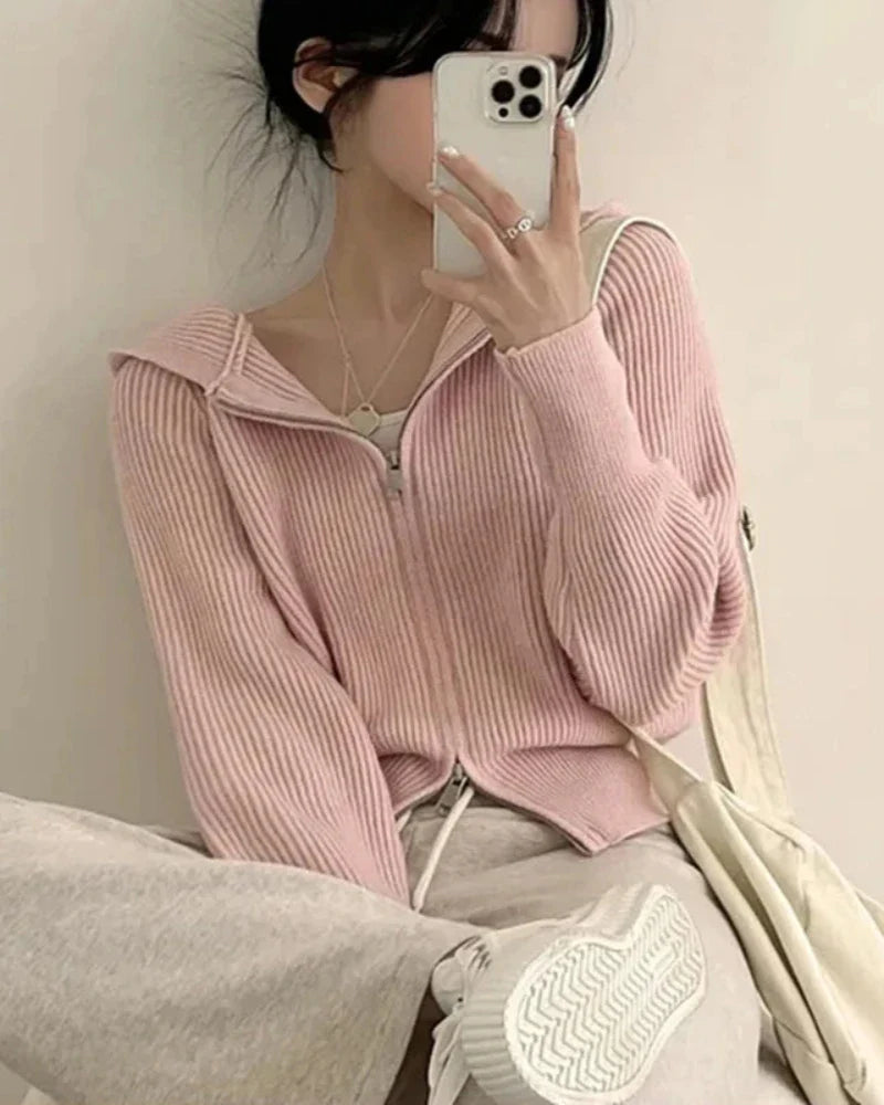 Sweat à capuche zippé en ribbed