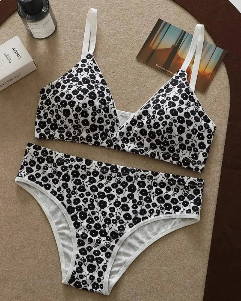 Ensemble de lingerie confortable à fleurs