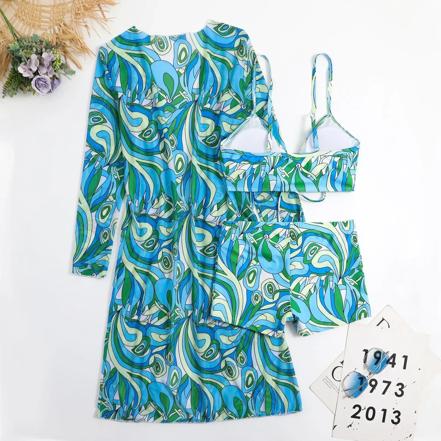 Tankini deux pièces fleuri style sport chic
