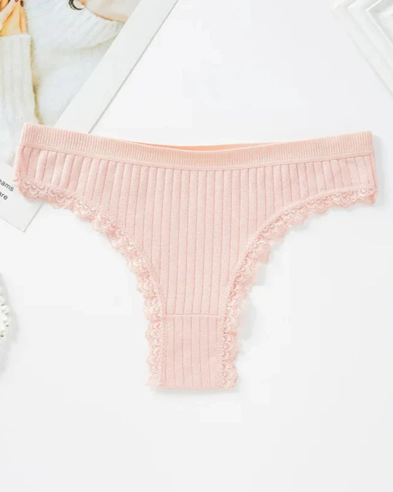Culotte côtelée avec dentelle décorative