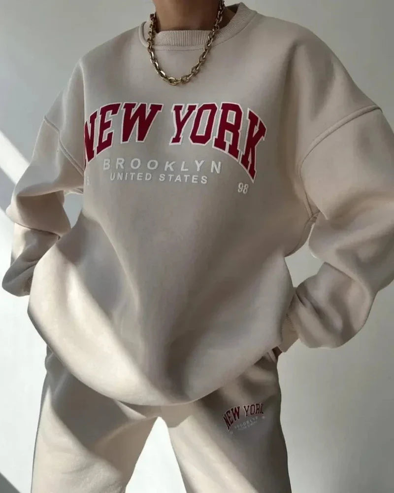 Sweat oversize décontracté avec inscription New York
