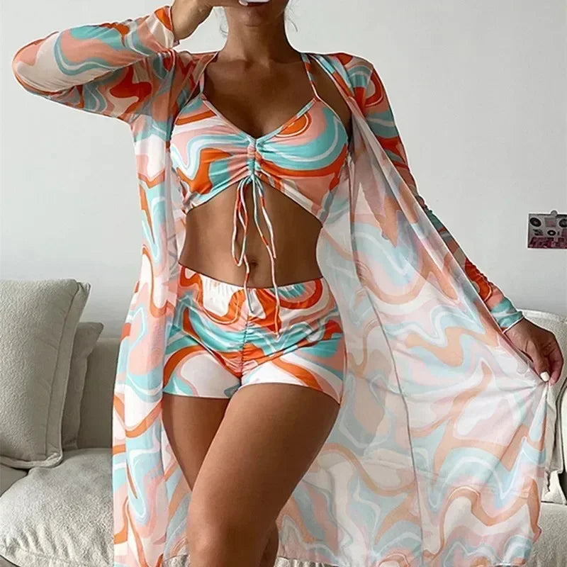 Tankini deux pièces fleuri style sport chic