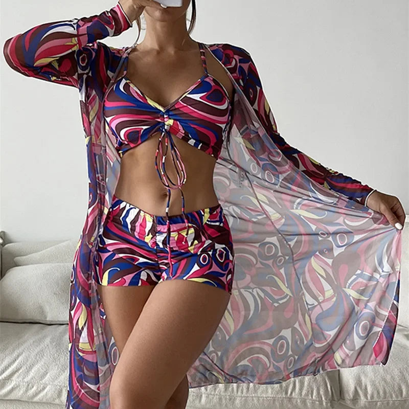 Tankini deux pièces fleuri style sport chic