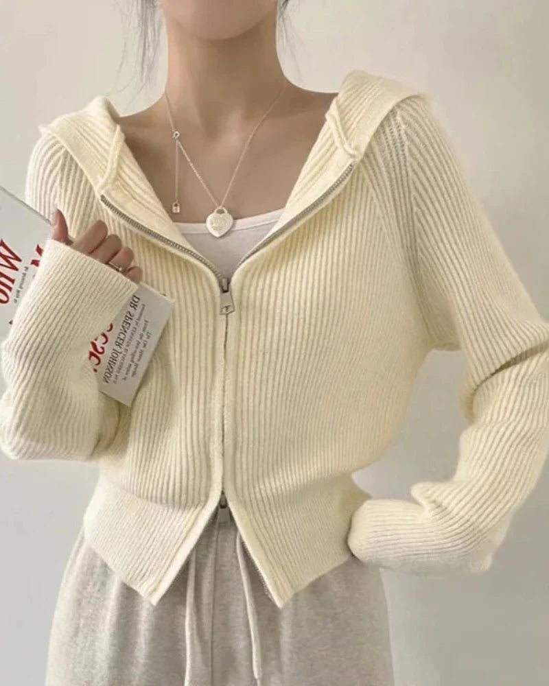 Sweat à capuche zippé en ribbed