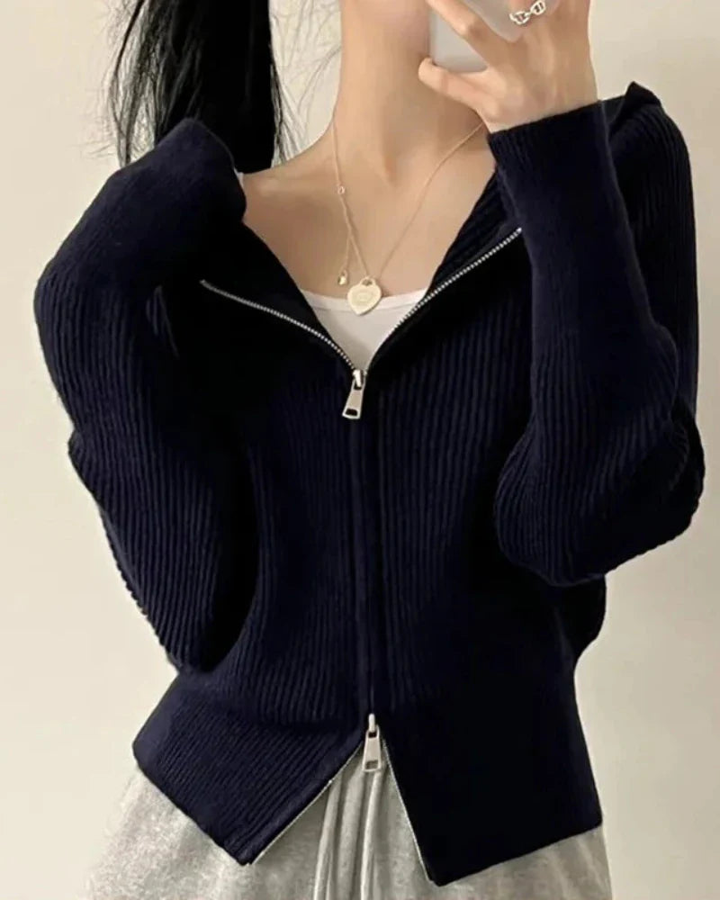 Sweat à capuche zippé en ribbed