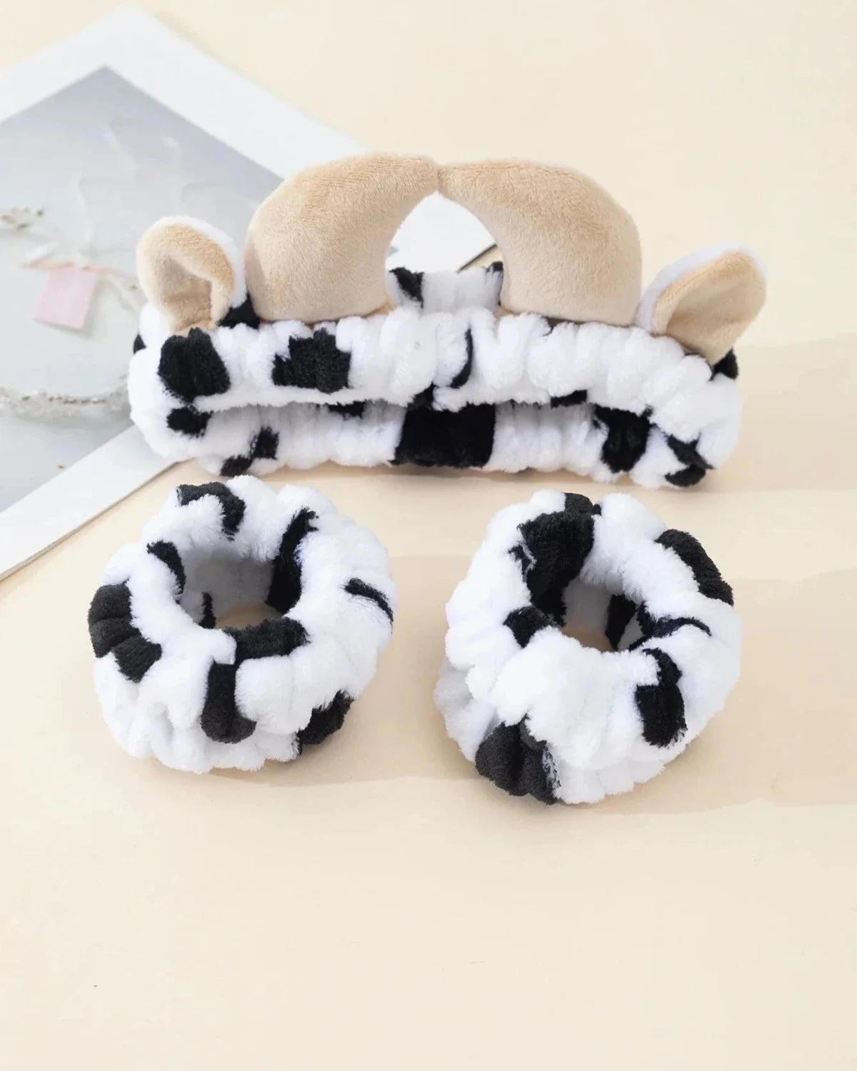 Bandeau en peluche avec motif vache