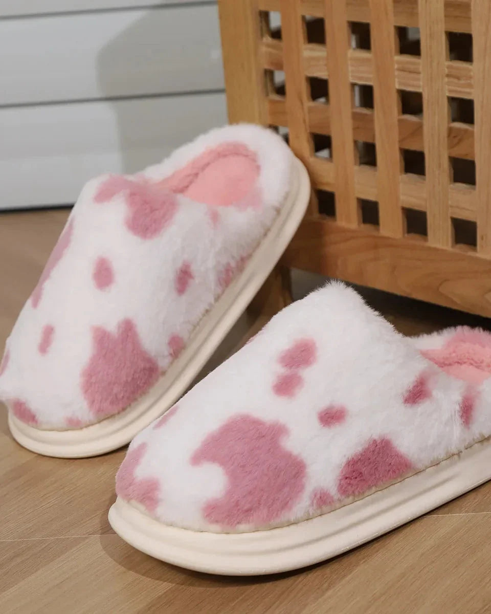 Chaussons moelleux à motifs de vache