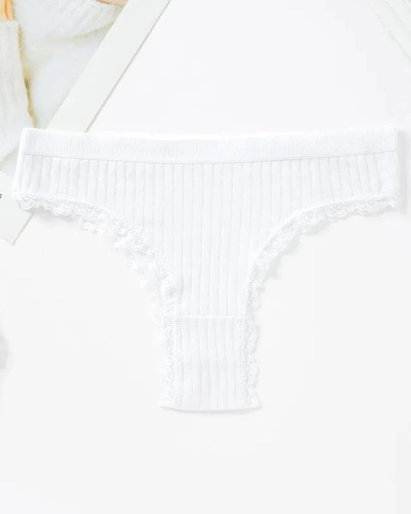 Culotte côtelée avec dentelle décorative
