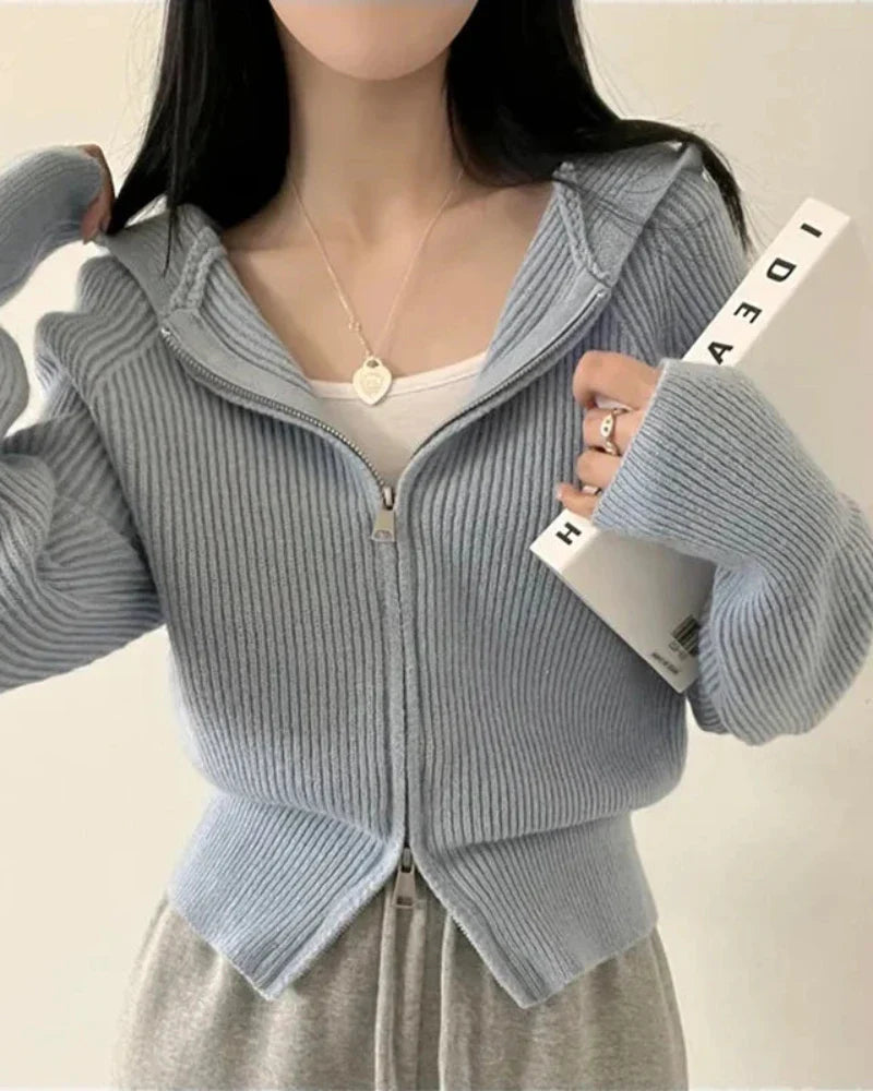 Sweat à capuche zippé en ribbed