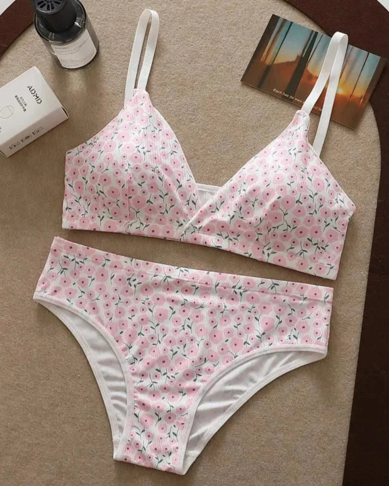 Ensemble de lingerie confortable à fleurs