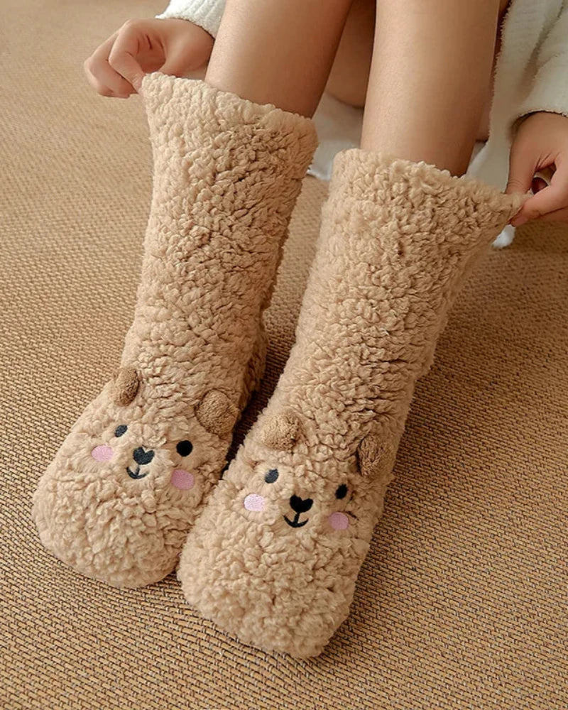 Chaussettes en peluche ours
