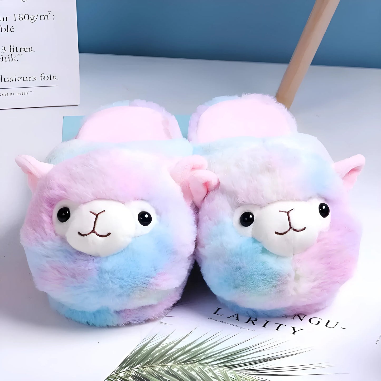 Arc-en-ciel Chaussons en lama pour femmes