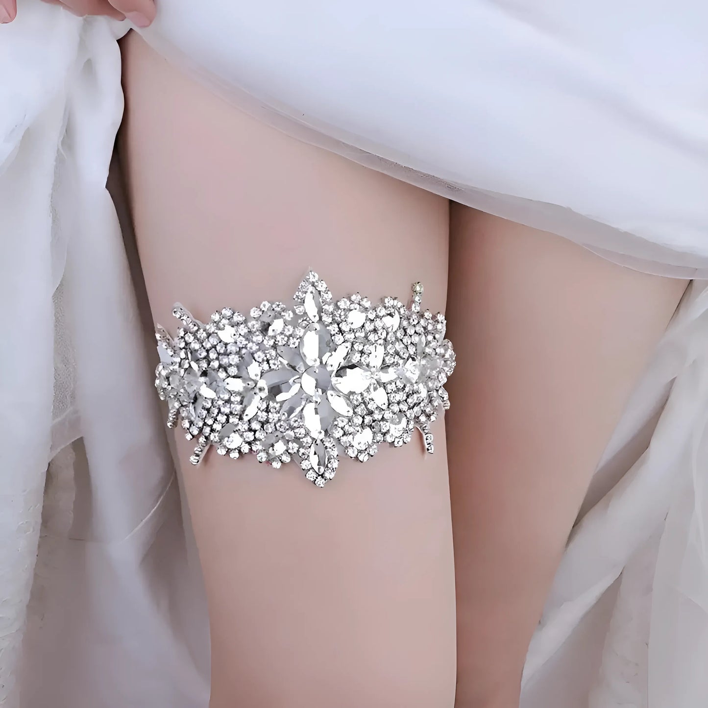 Argent Jarretière de mariée élégante