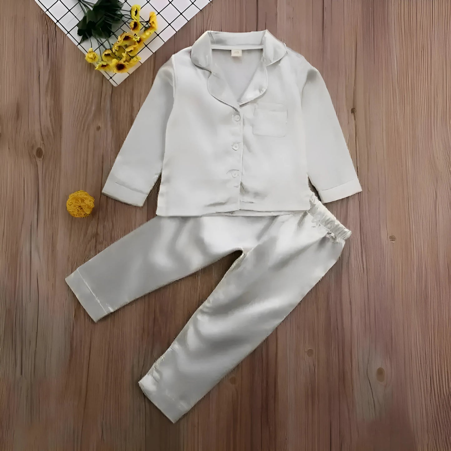 Argent Pyjamas en soie pour enfants