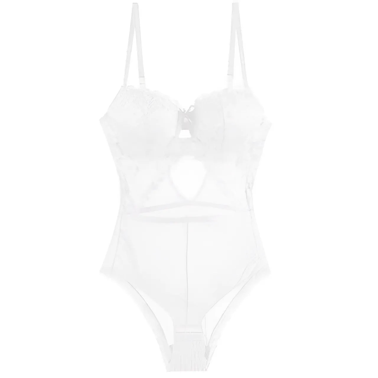 Beige Body avec des inserts en mesh et des bordures en dentelle