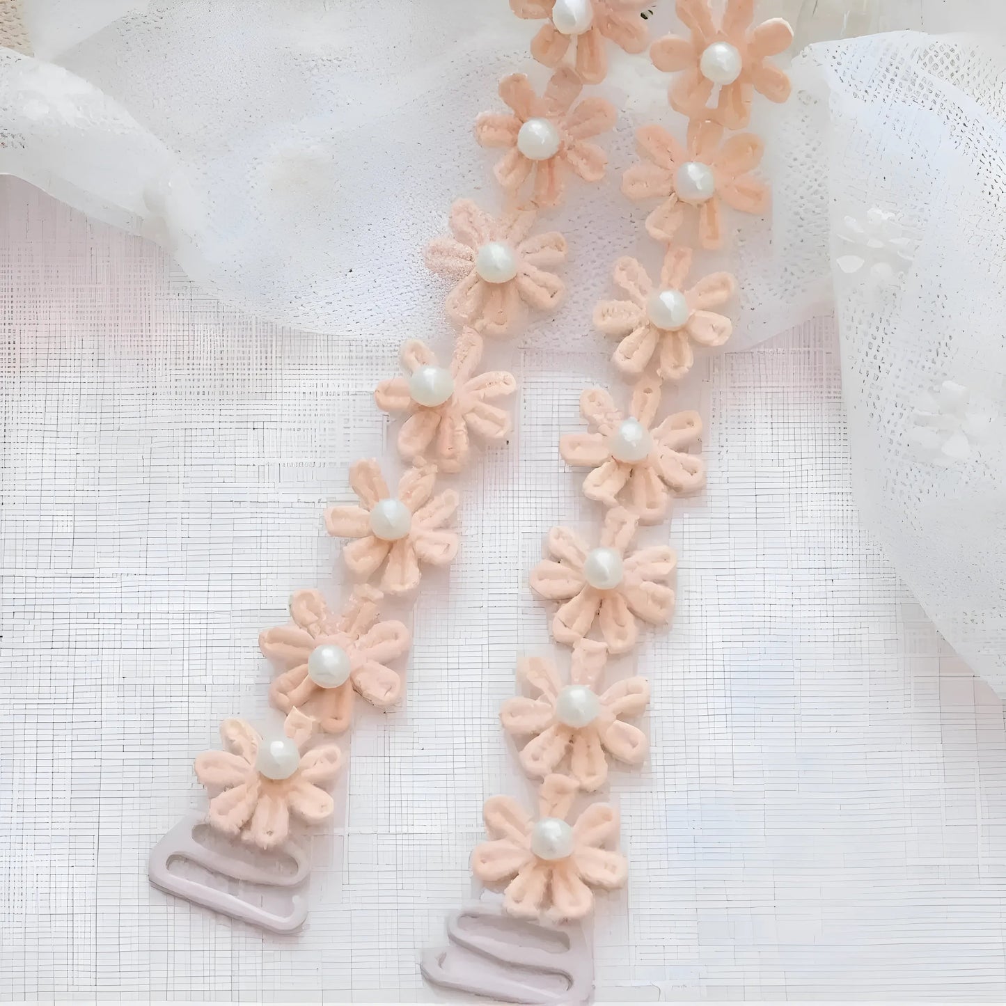 Beige Bretelles de soutien-gorge à imprimé floral