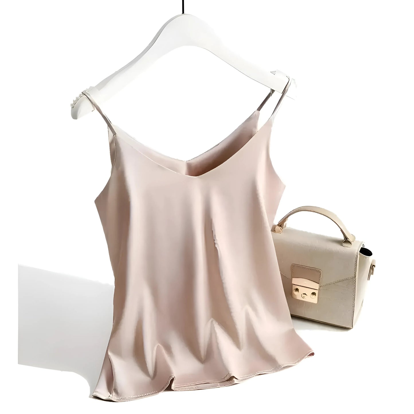 Beige Camisole en satin de soie pour femmes