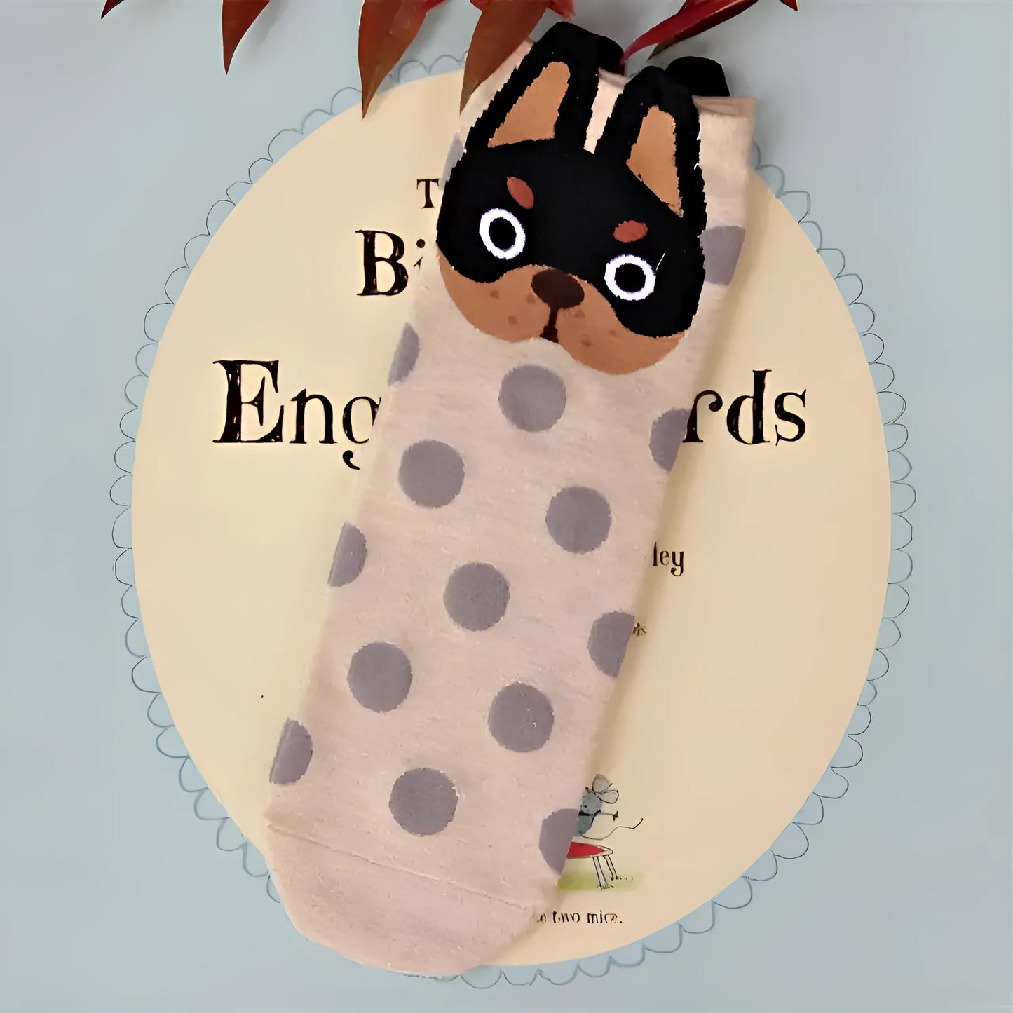 Beige Chaussettes de cheville avec des motifs de chien