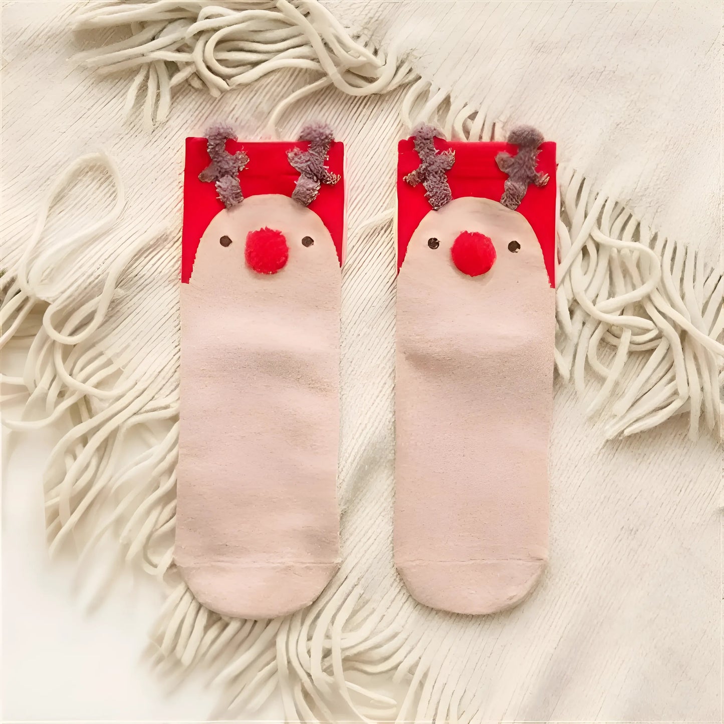 Beige Chaussettes de Noël pour femmes
