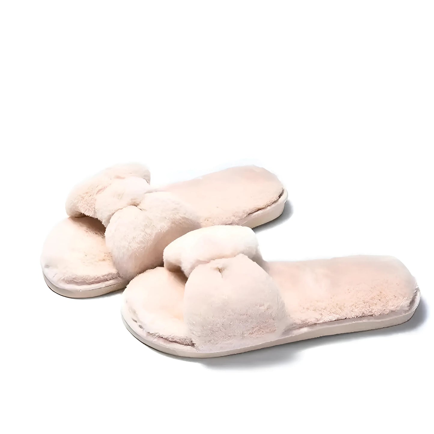 Beige Chaussons pour femmes avec nœud