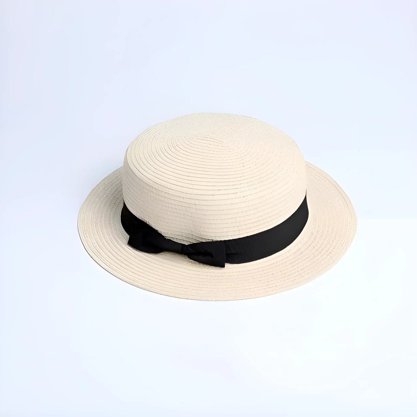 Beige clair Chapeau de plage avec ruban noir