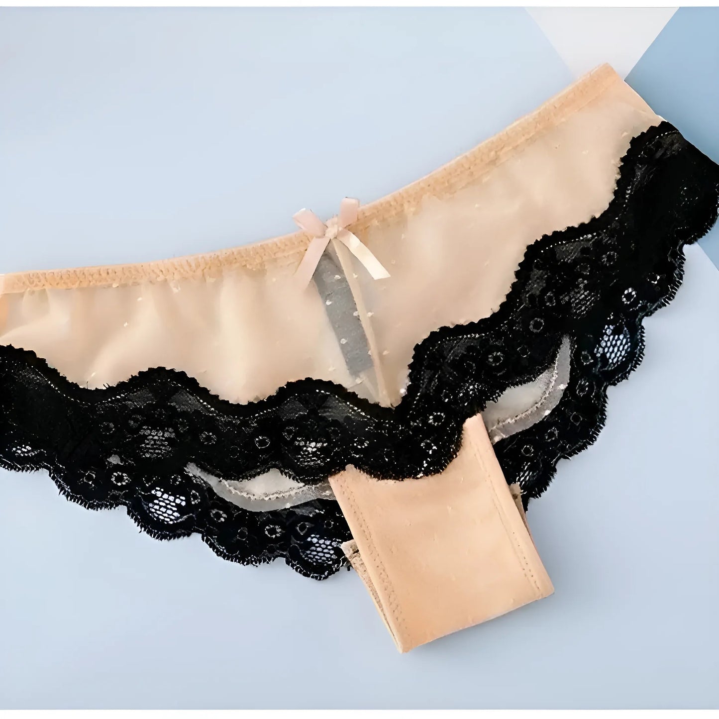 Beige Culotte en dentelle avec nœud