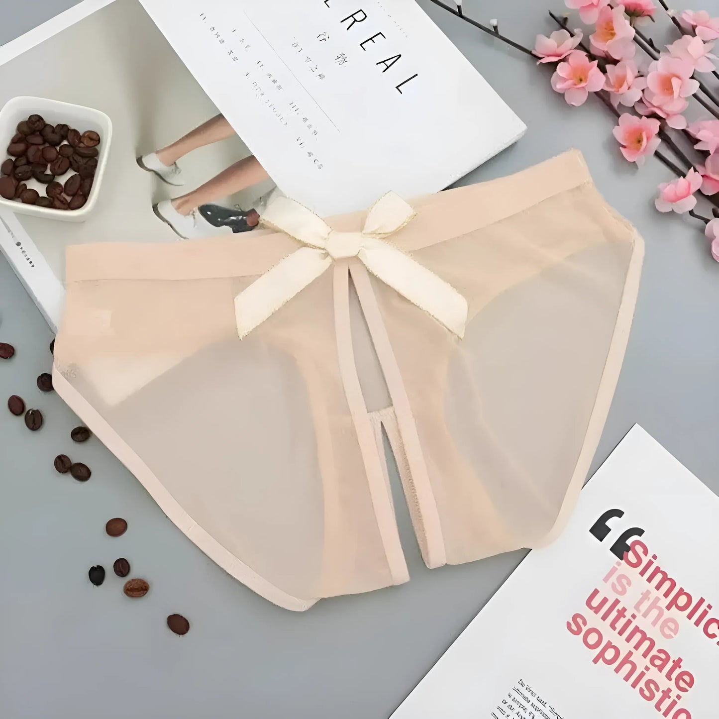 Beige Culotte en dentelle avec nœud et détail découpé