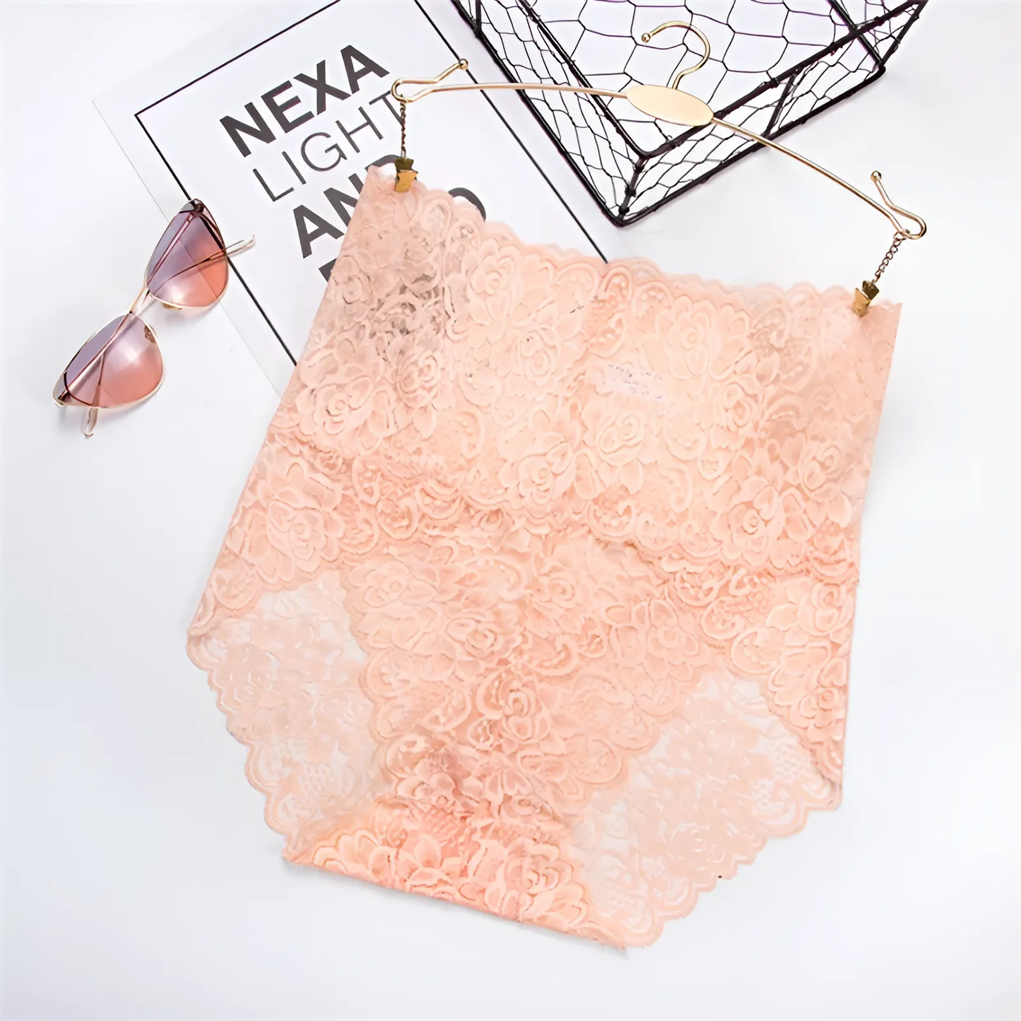 Beige Culotte haute en dentelle