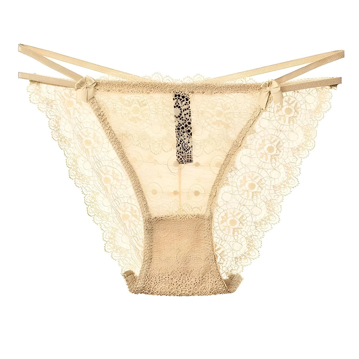Beige Culottes en dentelle avec des bretelles