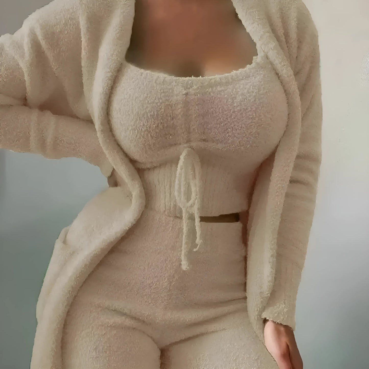 Beige Ensemble de sommeil duveteux