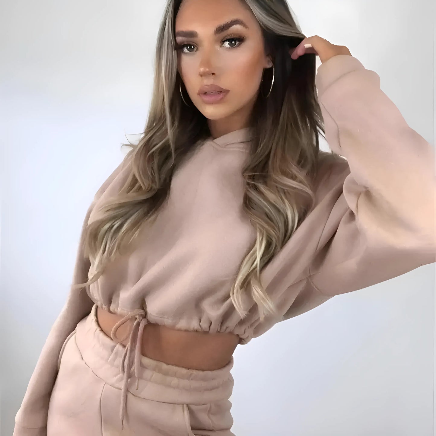 Beige Ensemble de survêtement décontracté à manches courtes