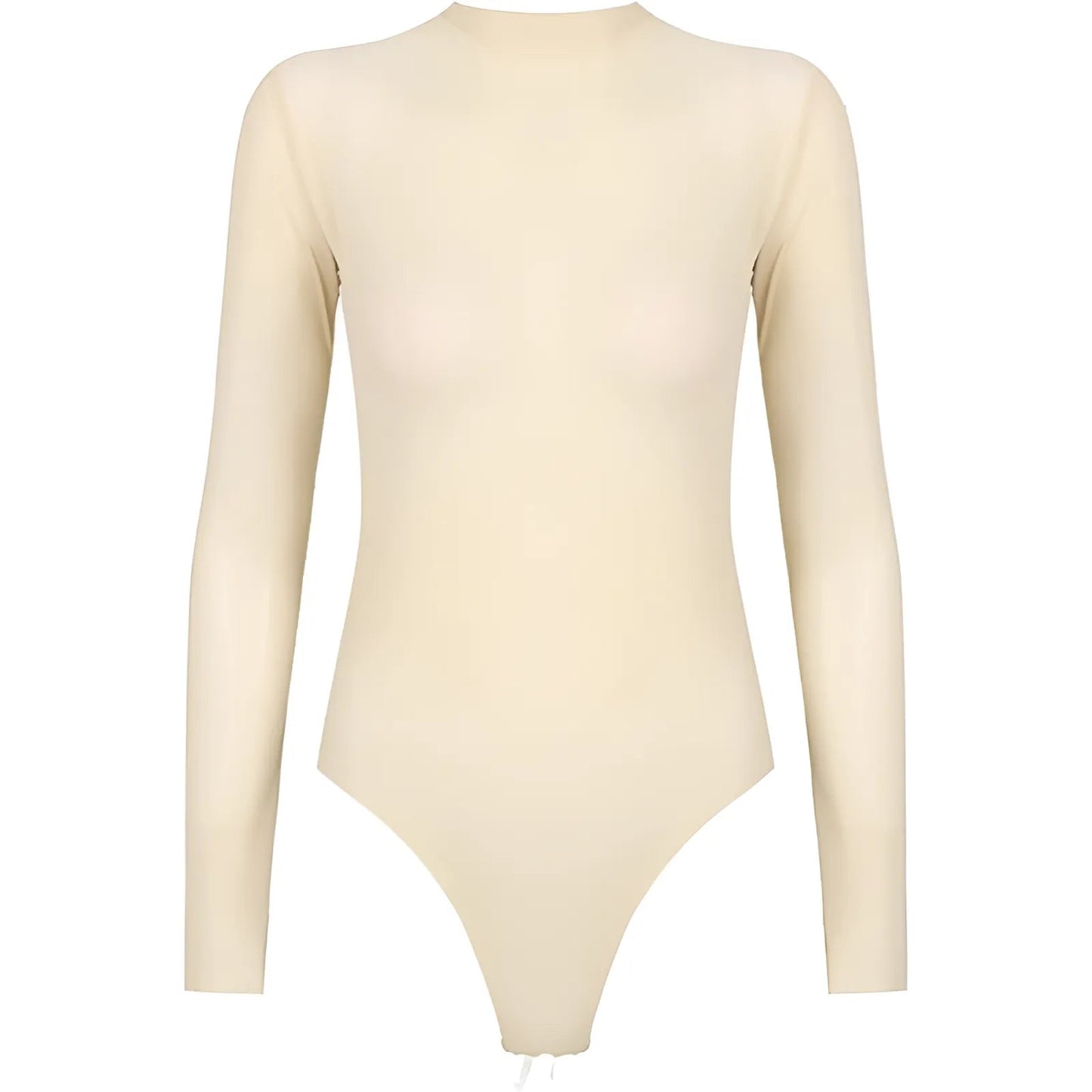 Beige Manche Longue Corps en Maille