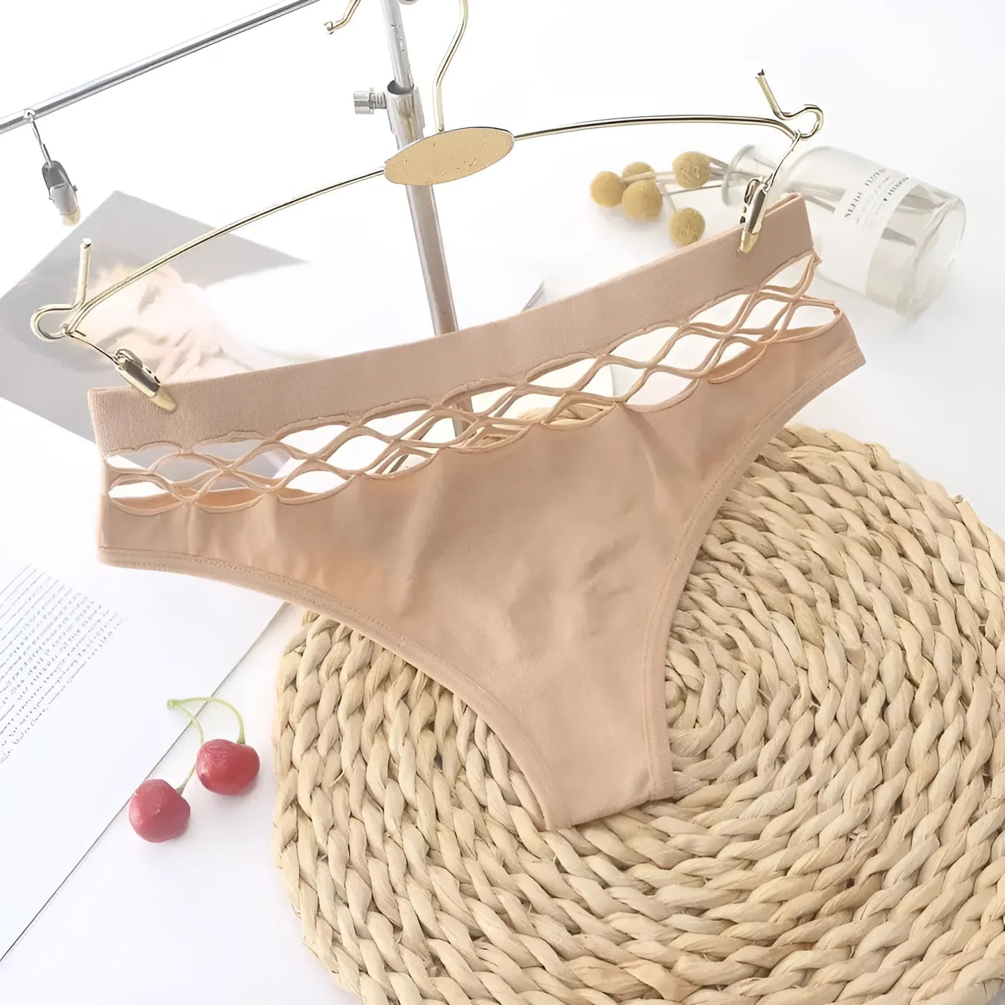 Beige Paniers en figue en treillis décoratif