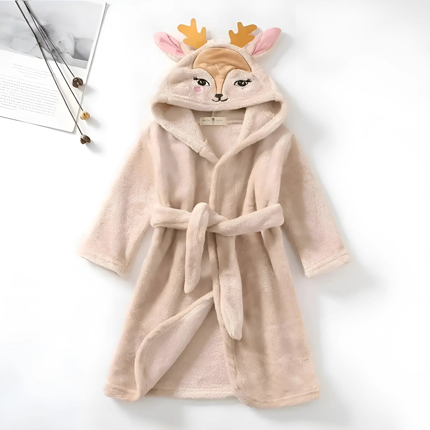 Beige Peignoir pour enfants avec motif faon