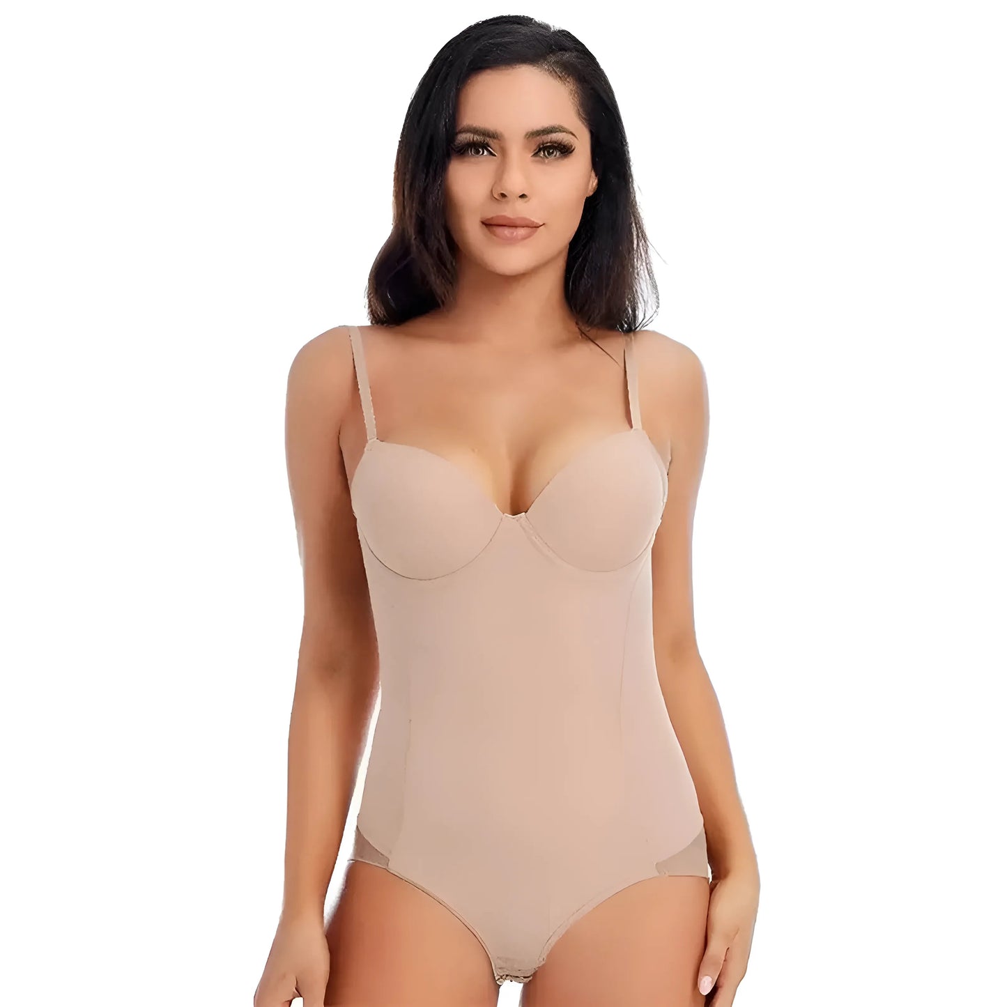 Beige Sculptant corporel amincissant avec détail en maille