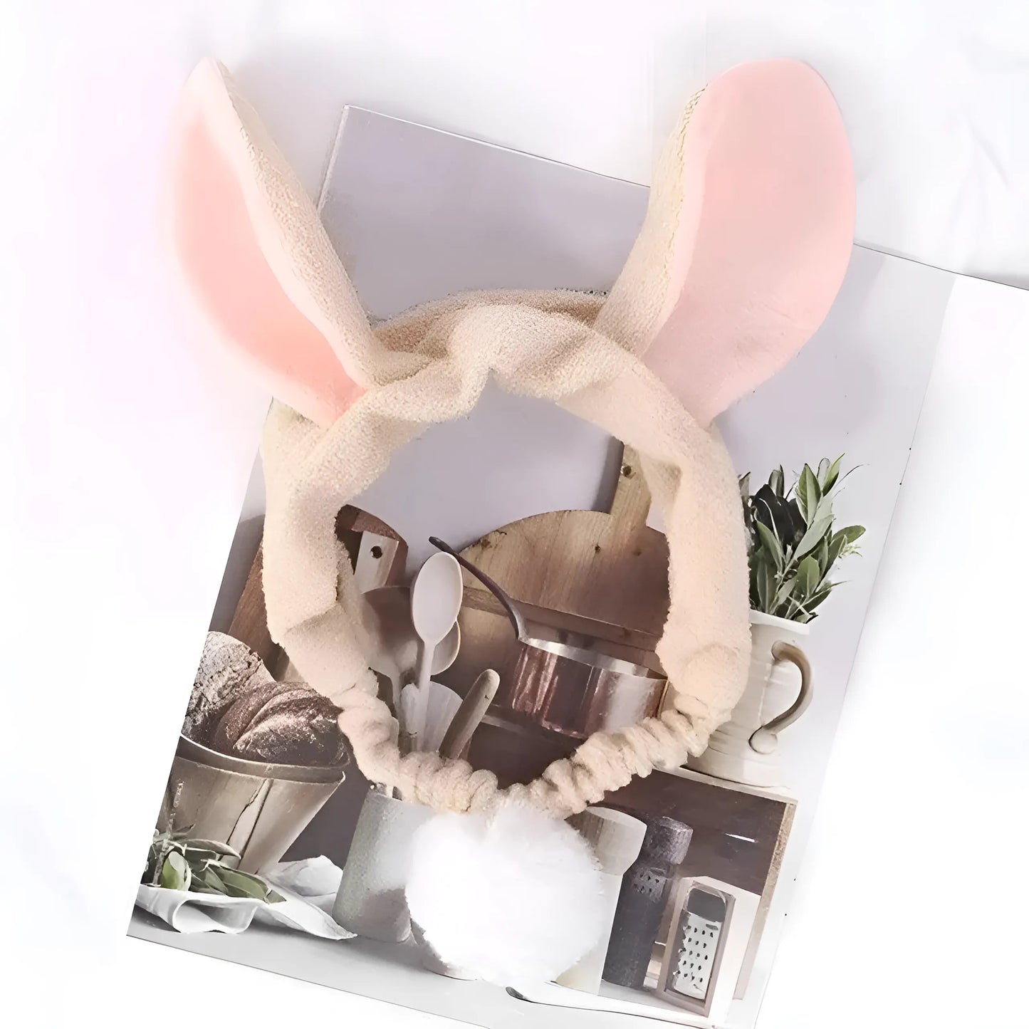 Beige Serre-tête en forme d'oreilles de lapin