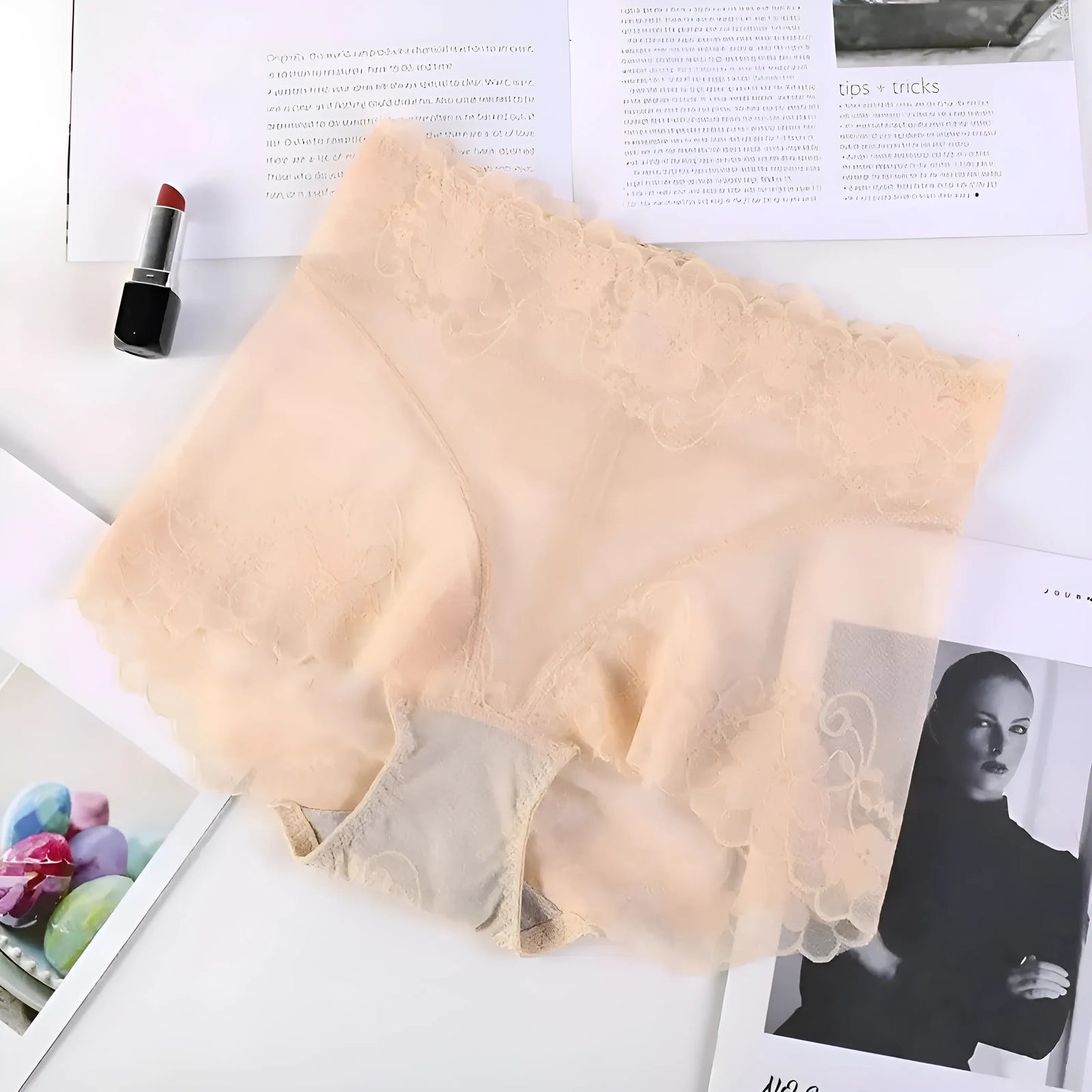 Beige Shorts en boxer transparents pour femmes