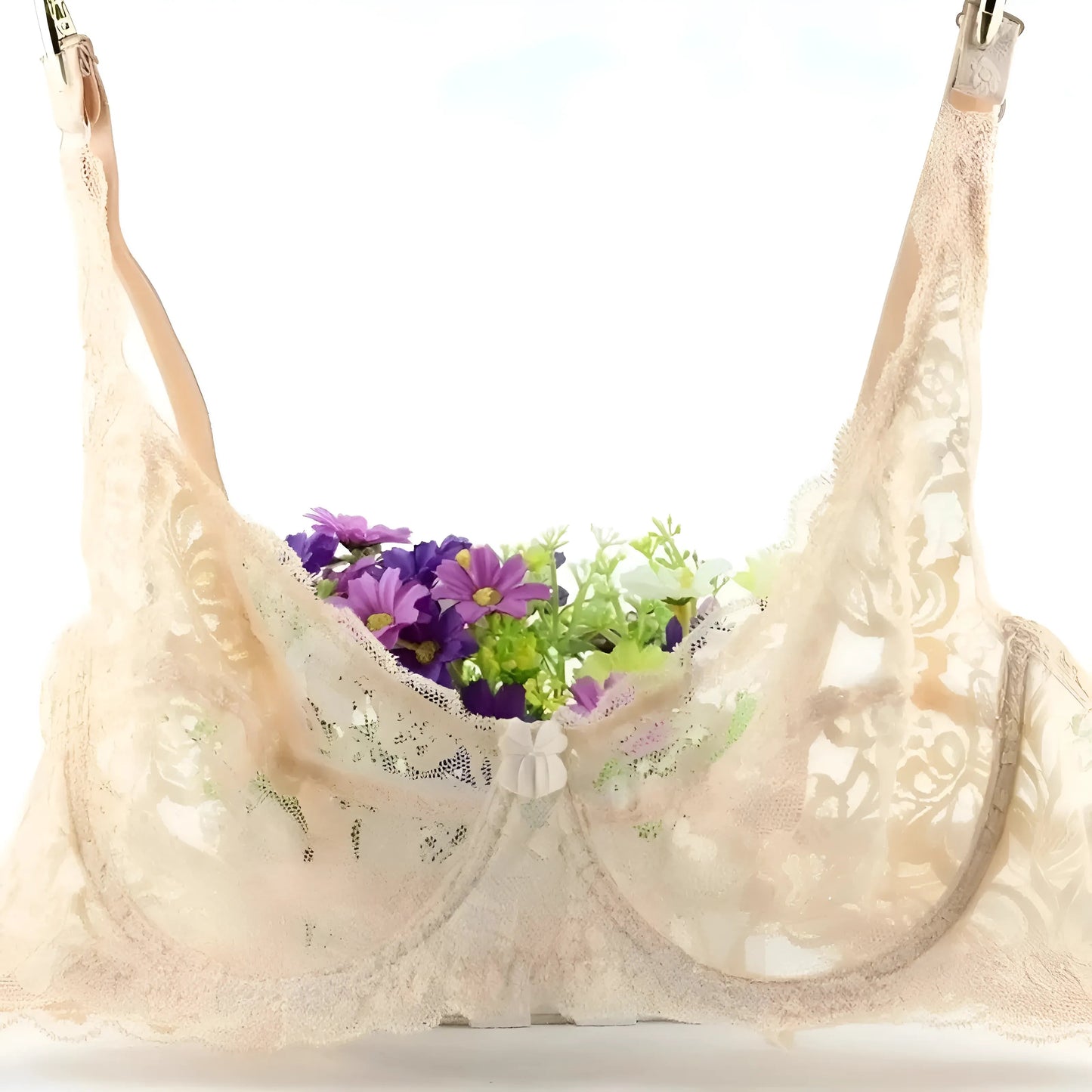 Beige Soutien-gorge en dentelle classique