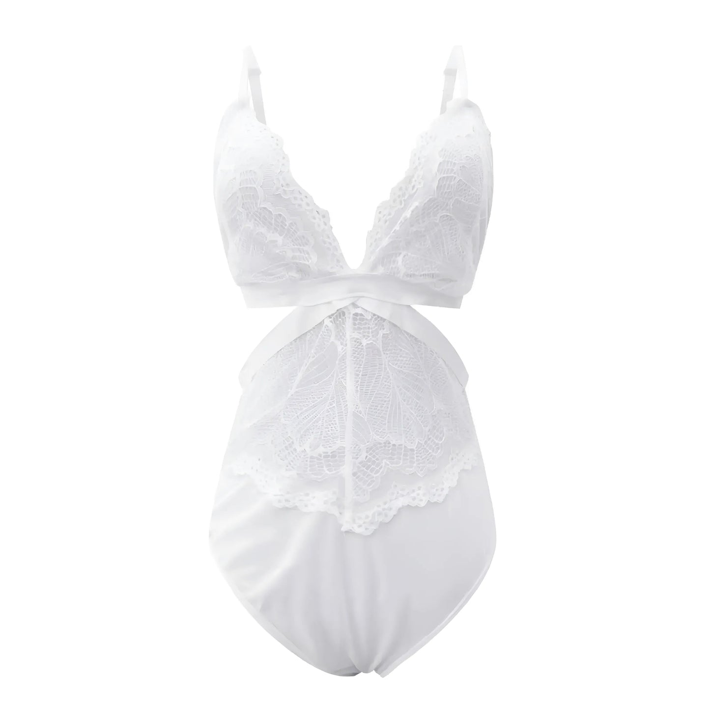 Blanc Body en dentelle avec découpes décoratives