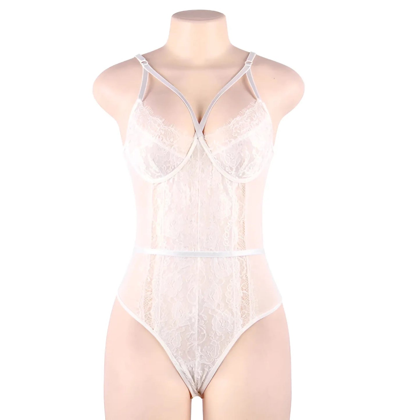 Blanc Body en dentelle avec des bretelles décoratives