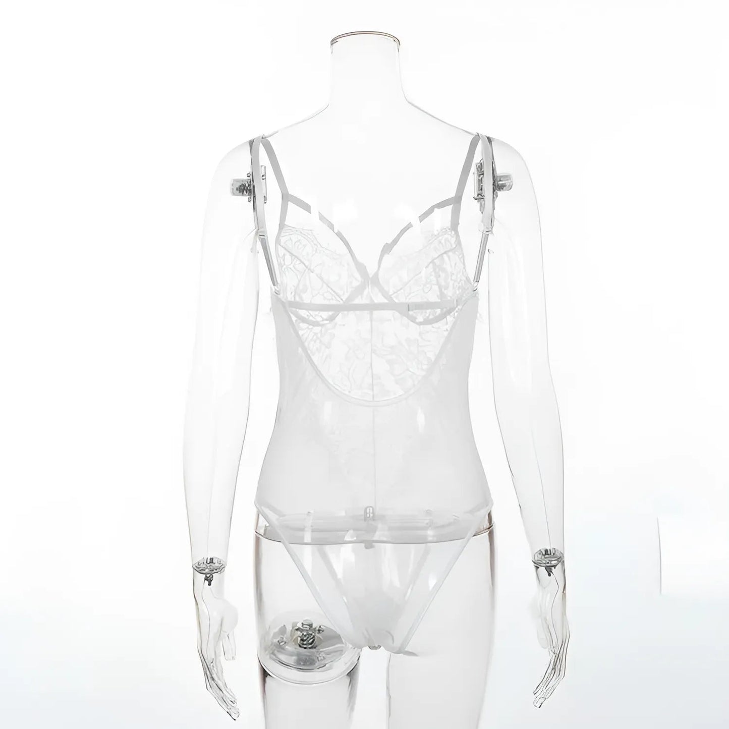 Blanc Body en maille avec bordure en dentelle