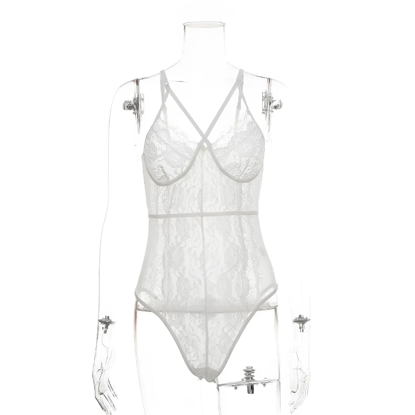 Blanc Body rayé avec détail de poitrine