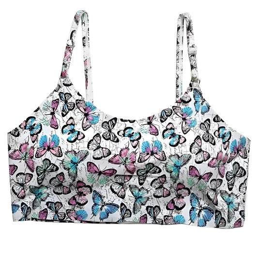 Blanc Bralette à motifs colorés