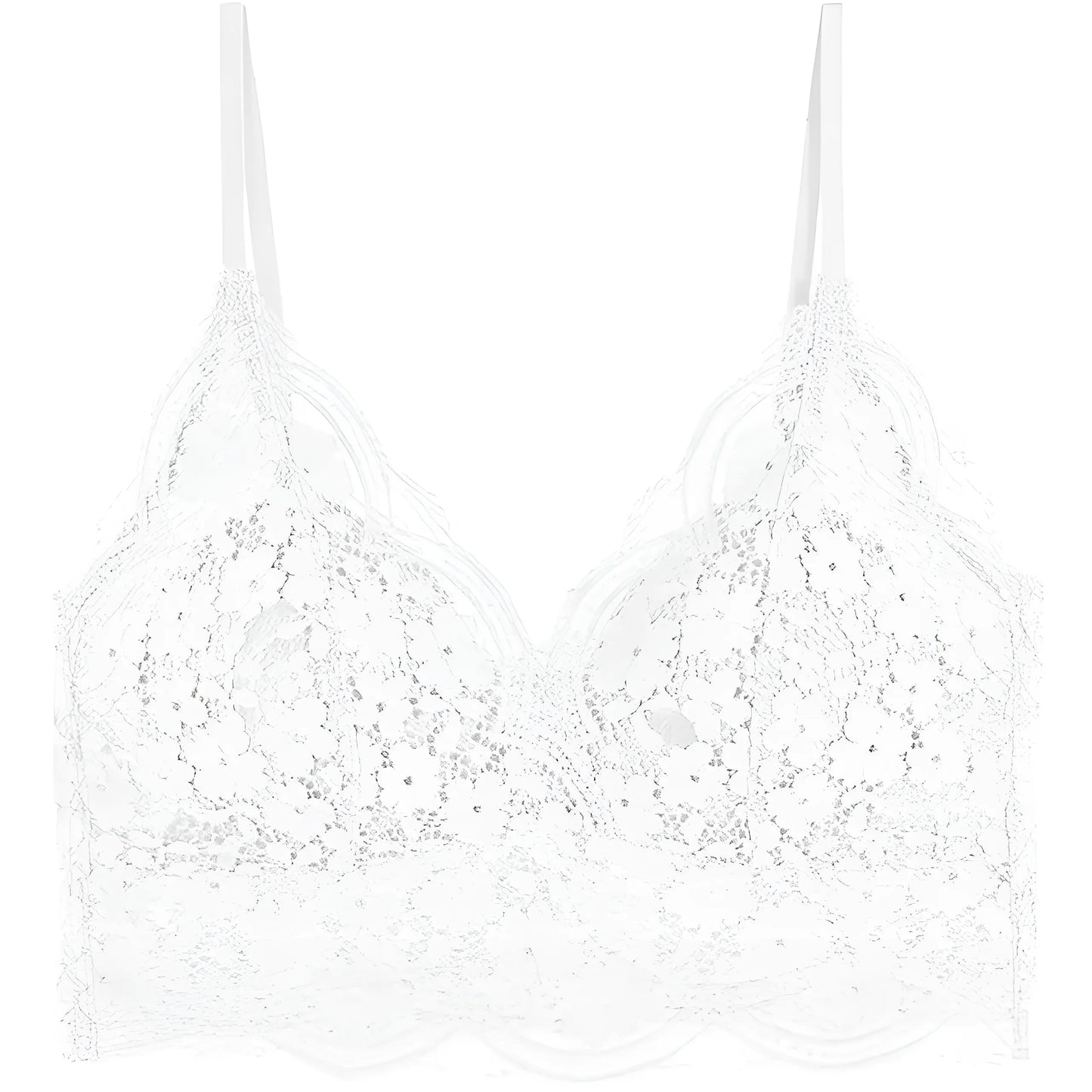 Blanc Bralette en dentelle avec fines bretelles