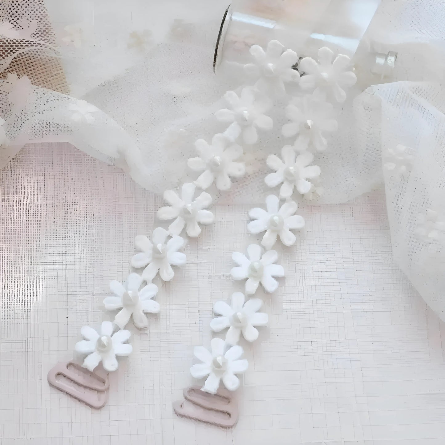 Blanc Bretelles de soutien-gorge à imprimé floral