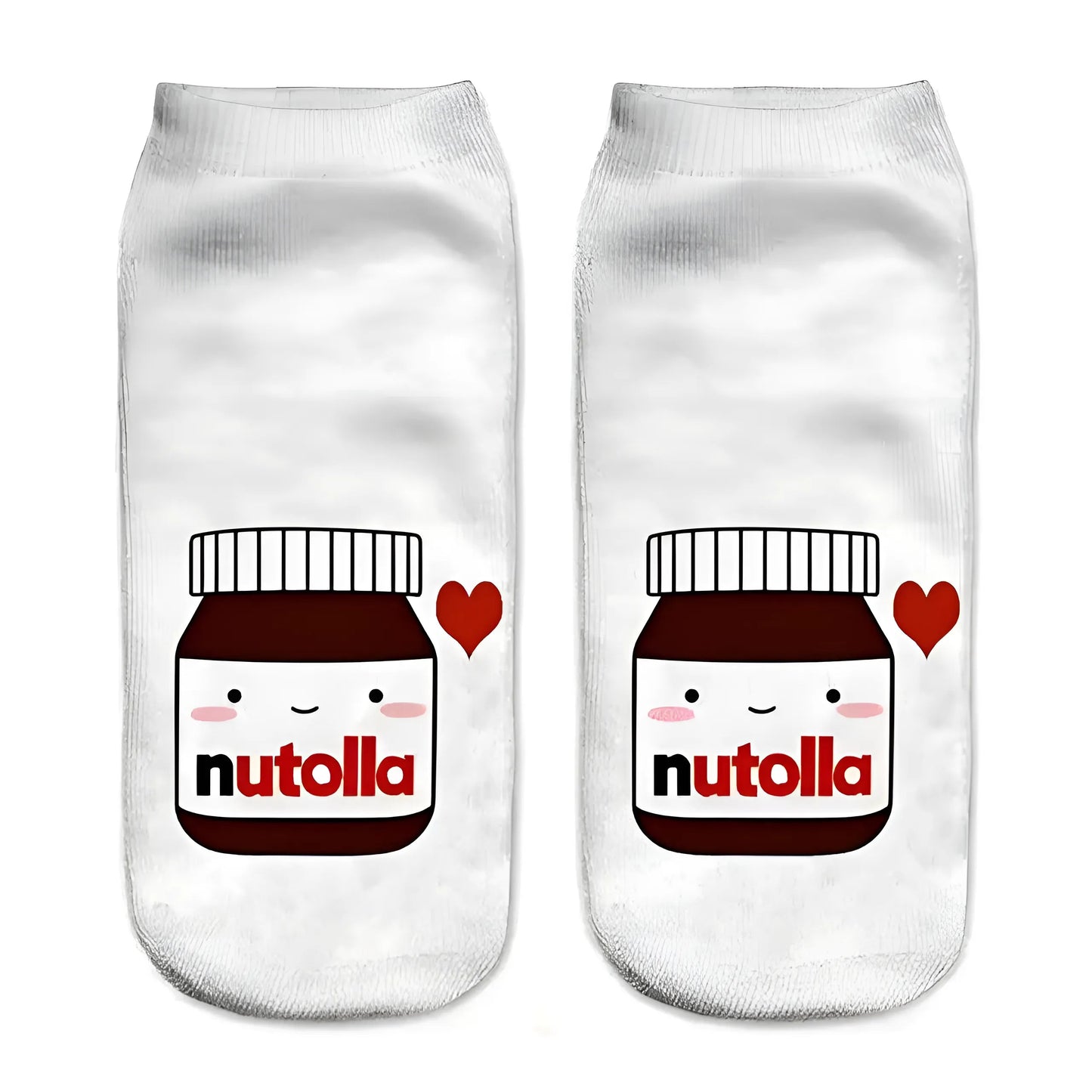 Blanc Chaussettes courtes à motif Nutella